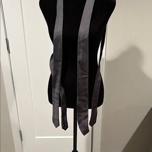 Express Black SatinTies - (1) is 2 inch width and (2) is 3 inch width